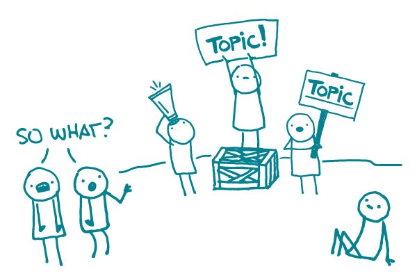 Illustration of topic vs. message